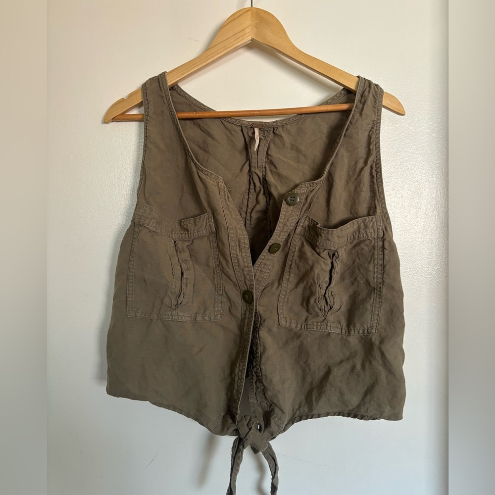 Free People Cropped Highway Cruisin’ Tank Army Green XL
